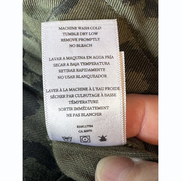 Rails Collin Leopard Print Utility Military Jacket Sz Medium Linen Blend Safari - Picture 7 of 9